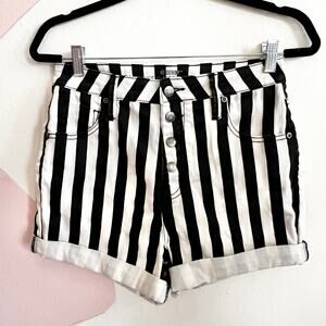 Hot Topic Denim Striped High Rise Shorts Y2K Emo Scene Grunge Alt Indie Sz 7